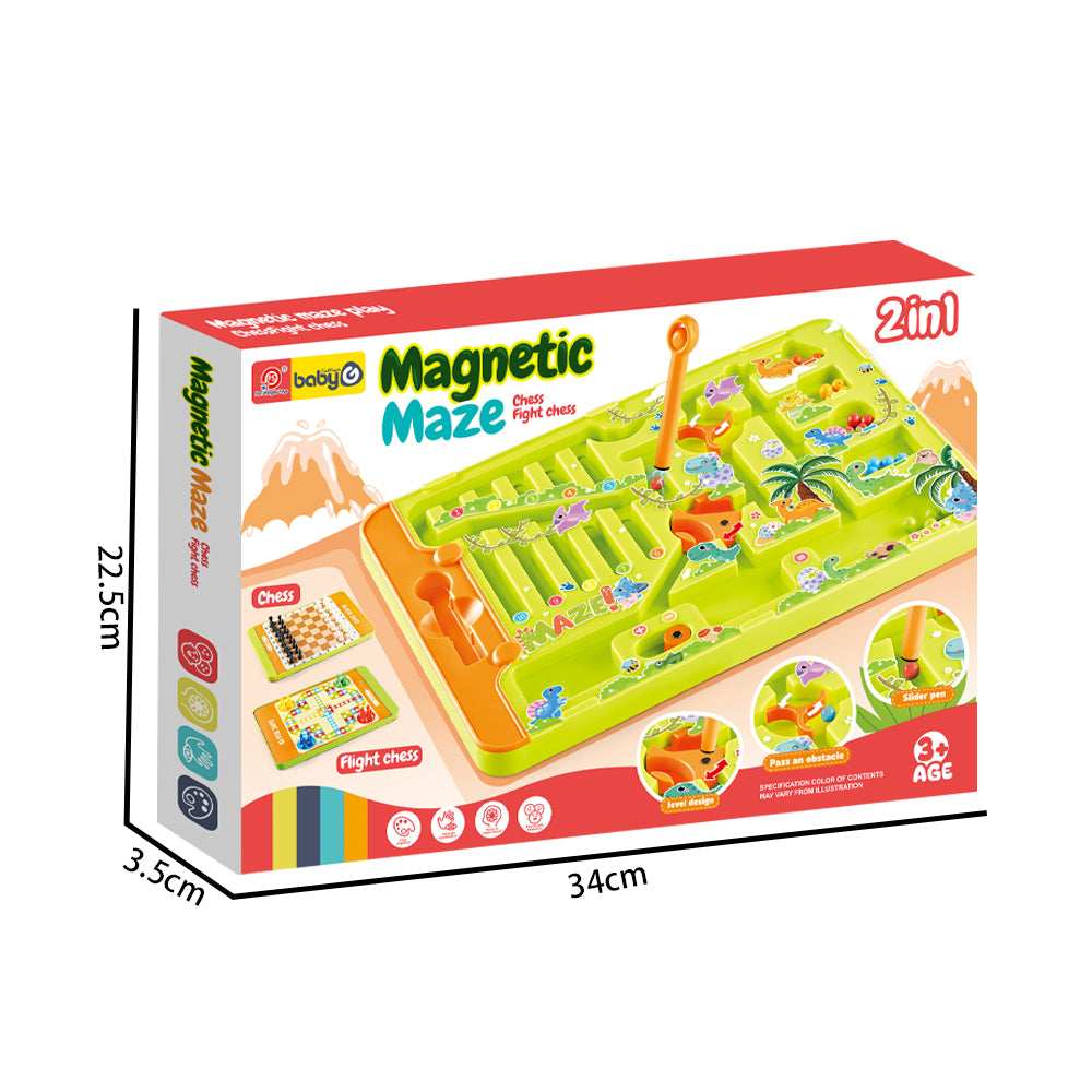 2-in-1 magnetic bead maze and aeroplane chess board game set